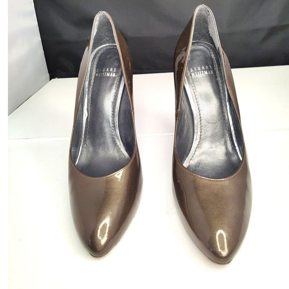 Stuart Weitzman Iron Quasar Pump Heels Size 8.5 Bronze Metallic Silver - Picture 2 of 5
